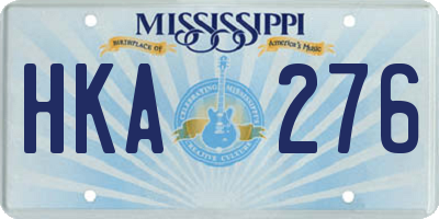 MS license plate HKA276
