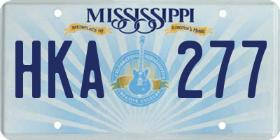 MS license plate HKA277