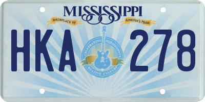 MS license plate HKA278
