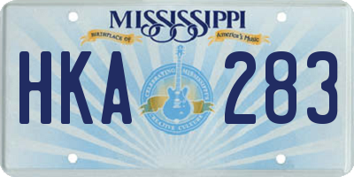 MS license plate HKA283