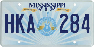 MS license plate HKA284