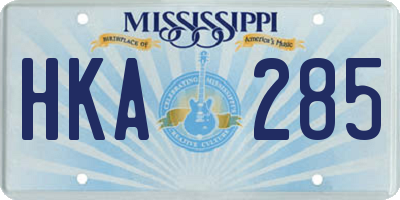 MS license plate HKA285