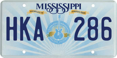 MS license plate HKA286