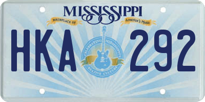 MS license plate HKA292