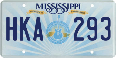 MS license plate HKA293