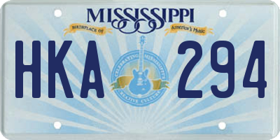 MS license plate HKA294