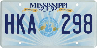 MS license plate HKA298