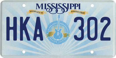 MS license plate HKA302