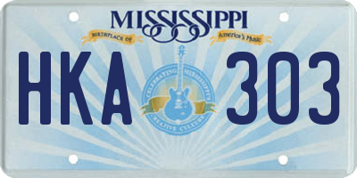 MS license plate HKA303