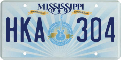 MS license plate HKA304