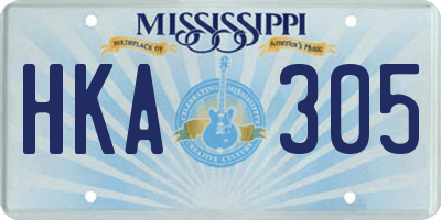 MS license plate HKA305