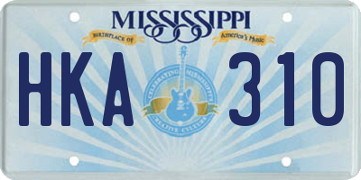 MS license plate HKA310