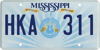 MS license plate HKA311