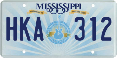 MS license plate HKA312