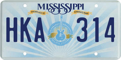 MS license plate HKA314
