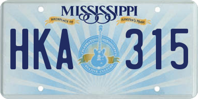 MS license plate HKA315