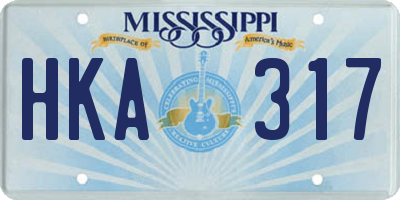 MS license plate HKA317