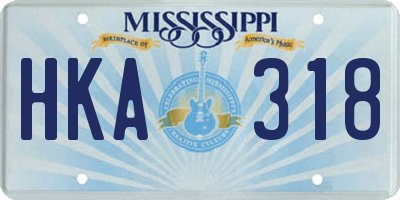 MS license plate HKA318