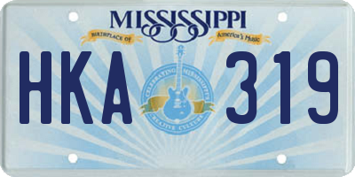 MS license plate HKA319