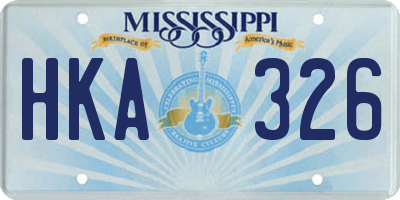 MS license plate HKA326