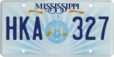 MS license plate HKA327