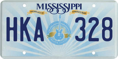 MS license plate HKA328
