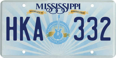 MS license plate HKA332