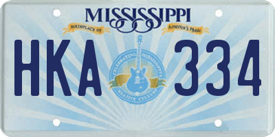 MS license plate HKA334