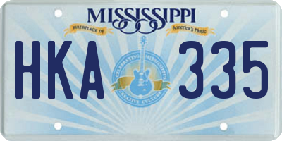 MS license plate HKA335