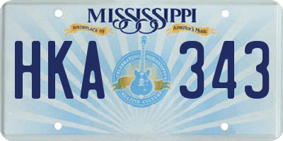 MS license plate HKA343