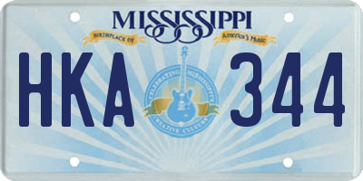 MS license plate HKA344