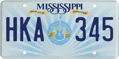 MS license plate HKA345