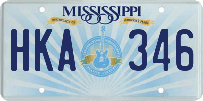 MS license plate HKA346