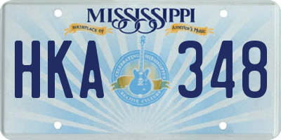 MS license plate HKA348