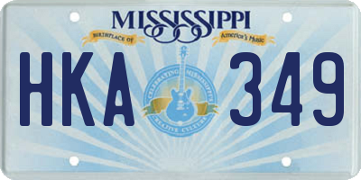 MS license plate HKA349