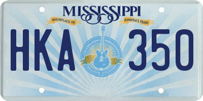 MS license plate HKA350
