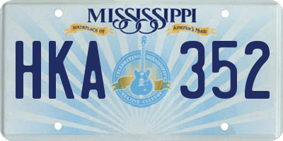 MS license plate HKA352