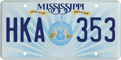 MS license plate HKA353