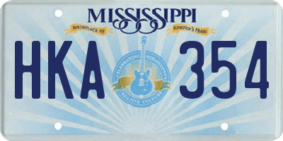 MS license plate HKA354