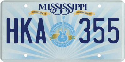 MS license plate HKA355