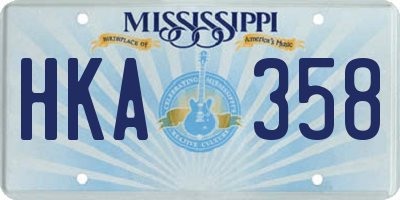 MS license plate HKA358