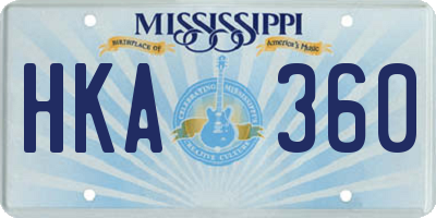MS license plate HKA360