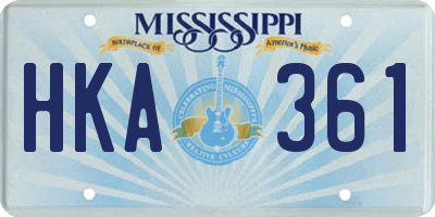 MS license plate HKA361