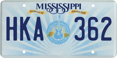 MS license plate HKA362
