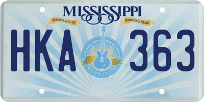 MS license plate HKA363