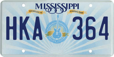 MS license plate HKA364