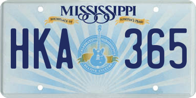 MS license plate HKA365