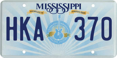 MS license plate HKA370