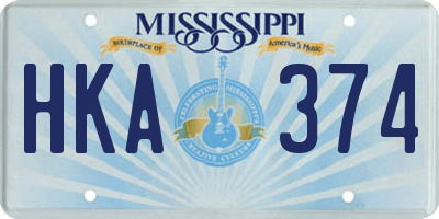 MS license plate HKA374
