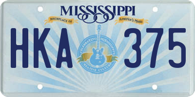 MS license plate HKA375